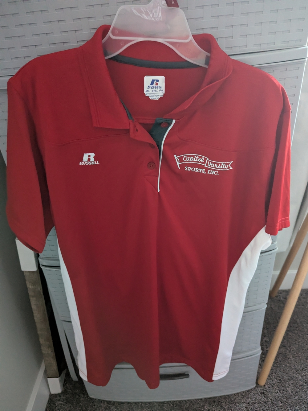 Russell Athletic Red Polo Shirt with White Panels - Capital Varsity Sports